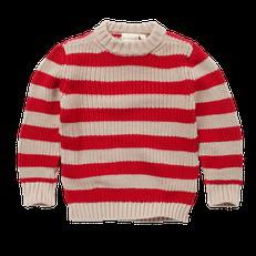 Skylar Sweater // KIDS // Biologisch Katoen // Strepen Latte Red via Be Kind