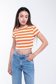 Ribbed Striped Crop T-Shirt via Bee & Alpaca