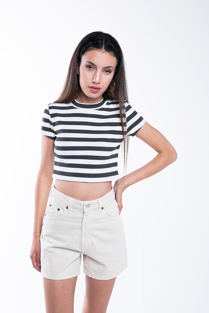 Ribbed Striped Crop T-Shirt from Bee & Alpaca