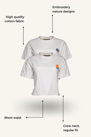 White Nature Embroidery T-Shirt from Bee & Alpaca
