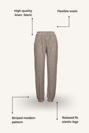 Striped Linen Pants with Elastic Legs from Bee & Alpaca