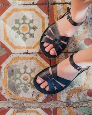 Navy Leather Sandals from BIBICO