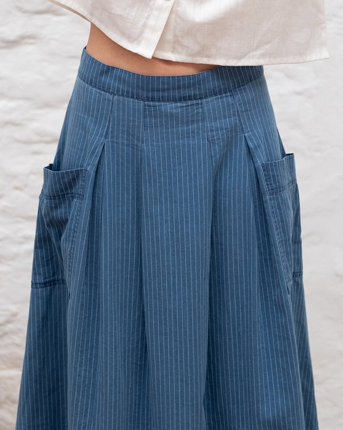 Elsie Denim Striped Midi Skirt from BIBICO