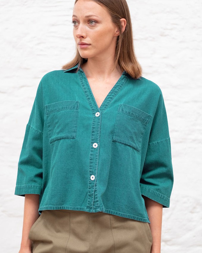 Ava Oversized Cropped Linen Blouse from BIBICO