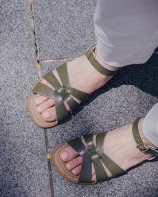 Olive Leather Sandals via BIBICO