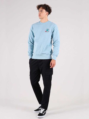 Disco Trip Embroidered Mens Sweatshirt, Organic Cotton, in Light Blue from blondegonerogue