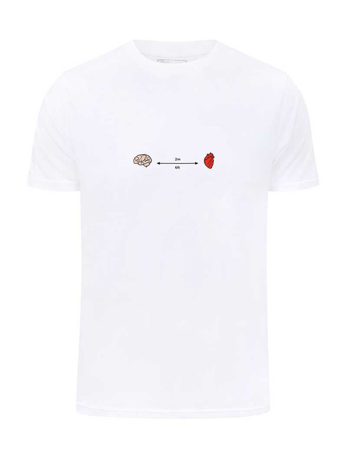 Social Distance Mens Tee, Organic Cotton, in White from blondegonerogue