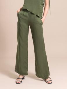 Flared Cupro Trousers, Cupro, in Green via blondegonerogue
