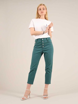 Rogue Crop Leg Jeans, Organic Cotton, in Green from blondegonerogue
