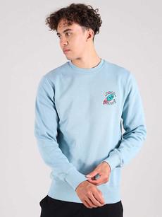 Disco Trip Embroidered Mens Sweatshirt, Organic Cotton, in Light Blue via blondegonerogue