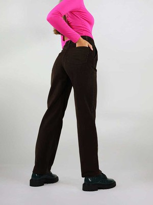 Straight Corduroy Trousers, Upcycled Cotton, in Brown from blondegonerogue