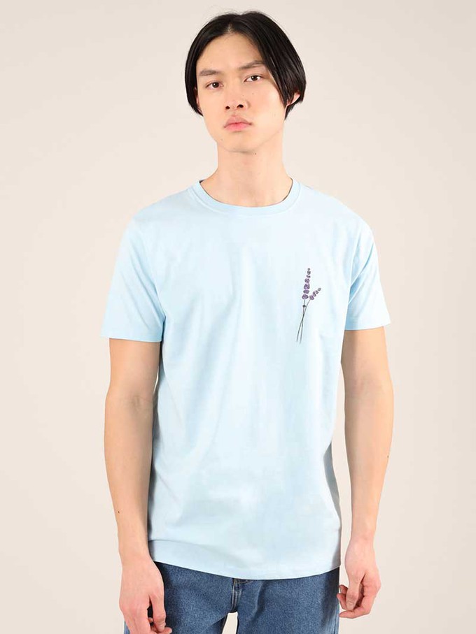 Lavender Mens Tee, Organic Cotton, in Light Blue from blondegonerogue