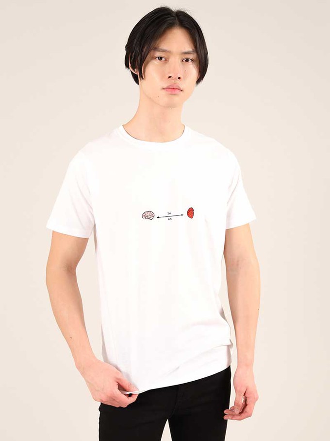 Social Distance Mens Tee, Organic Cotton, in White from blondegonerogue