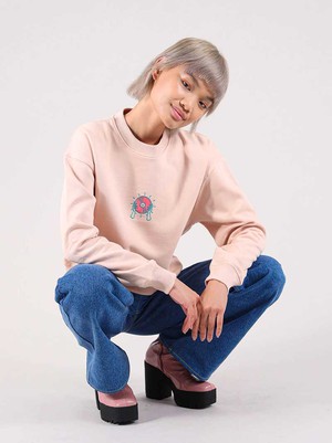 Disco Cult Embroidered Sweatshirt, Organic Cotton, in Pink from blondegonerogue