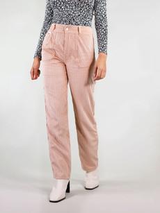 Straight Corduroy Trousers, Upcycled Polyester, in Pink via blondegonerogue