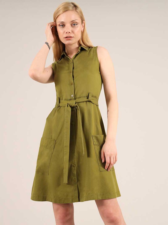 Happy-Go-Lucky Utility Dress, Lyocel, in Green from blondegonerogue