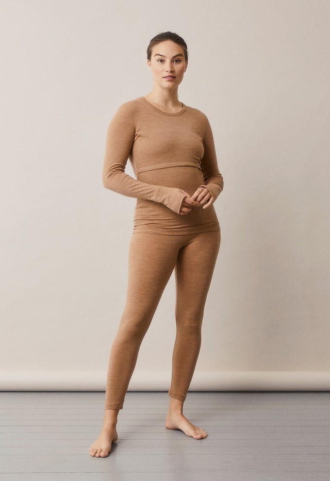 Umstandsleggings Merinowolle - Brown Melange from Boob Design