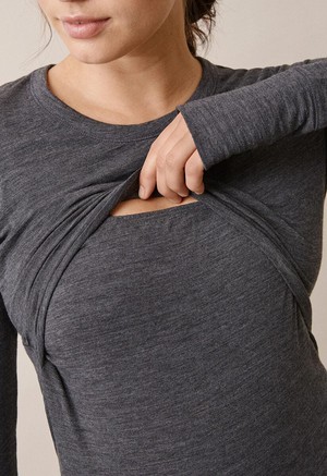 Stillpullover Merinowolle - Dark Grey Melange from Boob Design