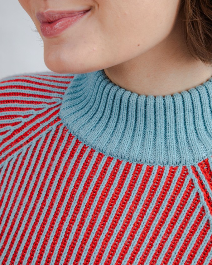 Bicolor Woll Kurzpullover Blau from Brava Fabrics