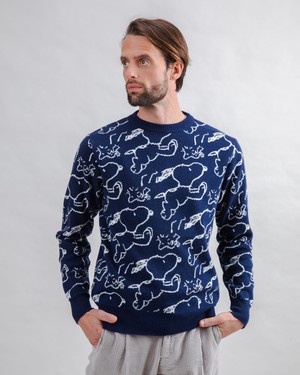 Peanuts Jacquard Pullover Navy from Brava Fabrics