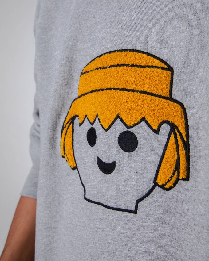 Playmobil Face Baumwoll-Sweatshirt Grau Melange from Brava Fabrics