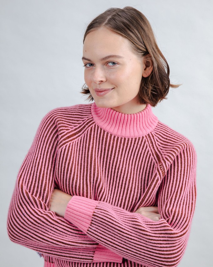 Bicolor Woll Cropped Sweater Pink from Brava Fabrics