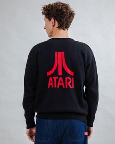 Atari Cardigan Logo Jacquard Schwarz via Brava Fabrics
