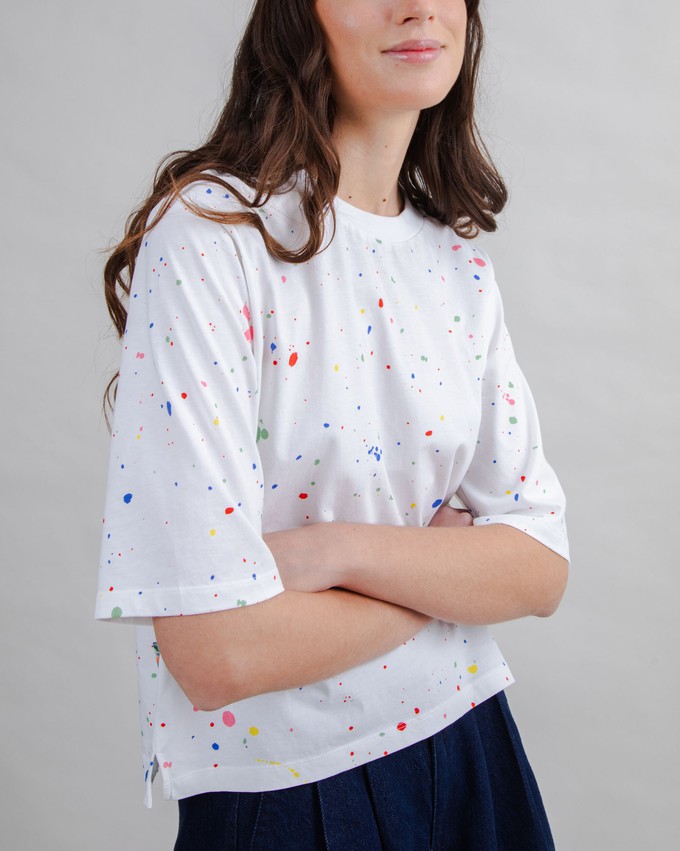 Splash Paint T-Shirt mit Quadratprint Weiß from Brava Fabrics
