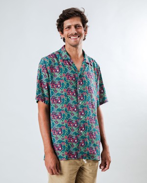 Asis Percales Tigris Aloha Shirt Light Green from Brava Fabrics