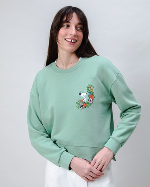 Peanuts Flowers Sweatshirt Light Green from Brava Fabrics
