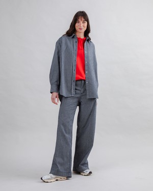 Denim Streifen Gerade Hose Schwarz from Brava Fabrics