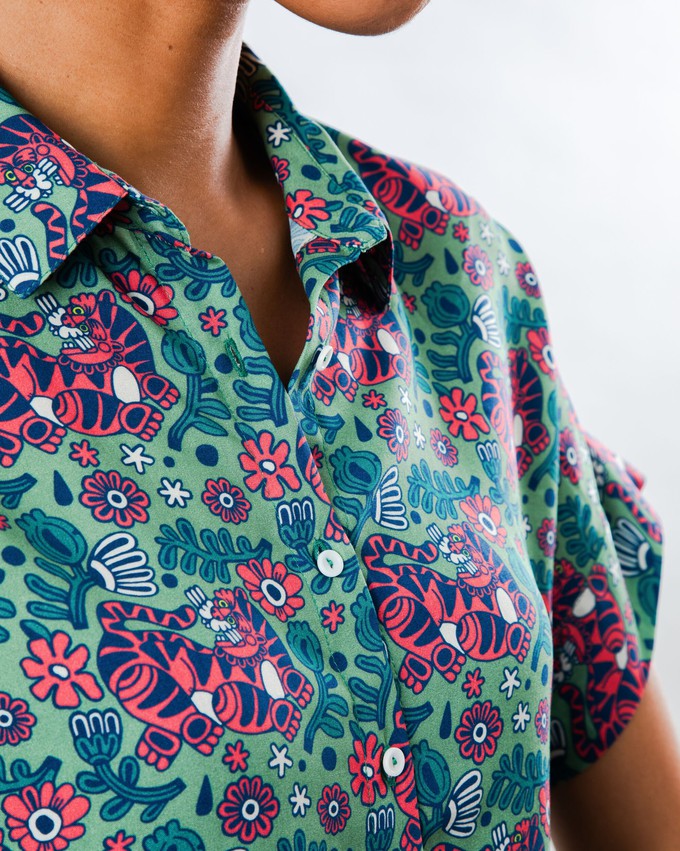 Asis Percales Tigris Batwing Bluse Grün from Brava Fabrics