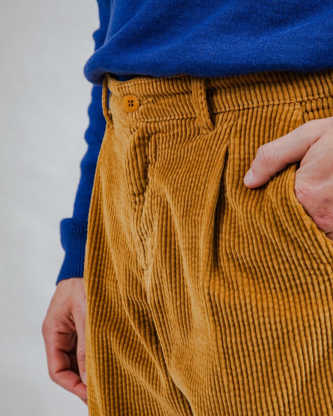 Corduroy Falten-Chinohose Camel from Brava Fabrics