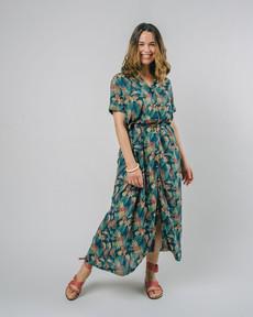 Flower Vichy langes Kleid Marineblau via Brava Fabrics