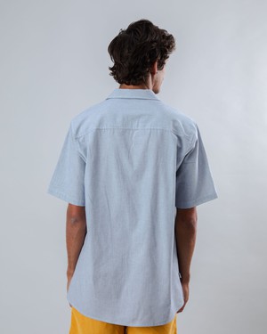 Pinstripes Aloha Shirt Blue from Brava Fabrics