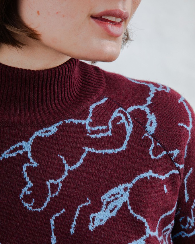 Peanuts Kurzpullover Jacquard Schokolade from Brava Fabrics