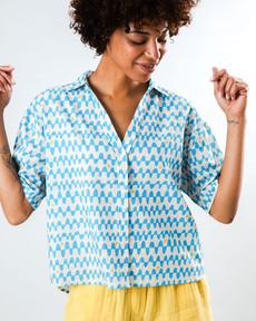 Sunset Cropped Blouse Blue via Brava Fabrics