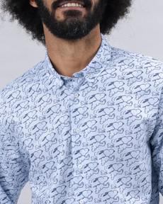 Peanuts Everybody's in a Hurry Hemd Blau via Brava Fabrics