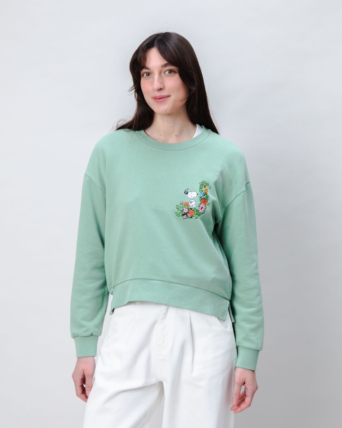 Peanuts Flowers Sweatshirt Light Green from Brava Fabrics