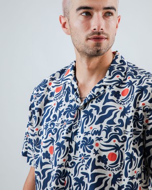 Ola de Calor Aloha Shirt Navy from Brava Fabrics