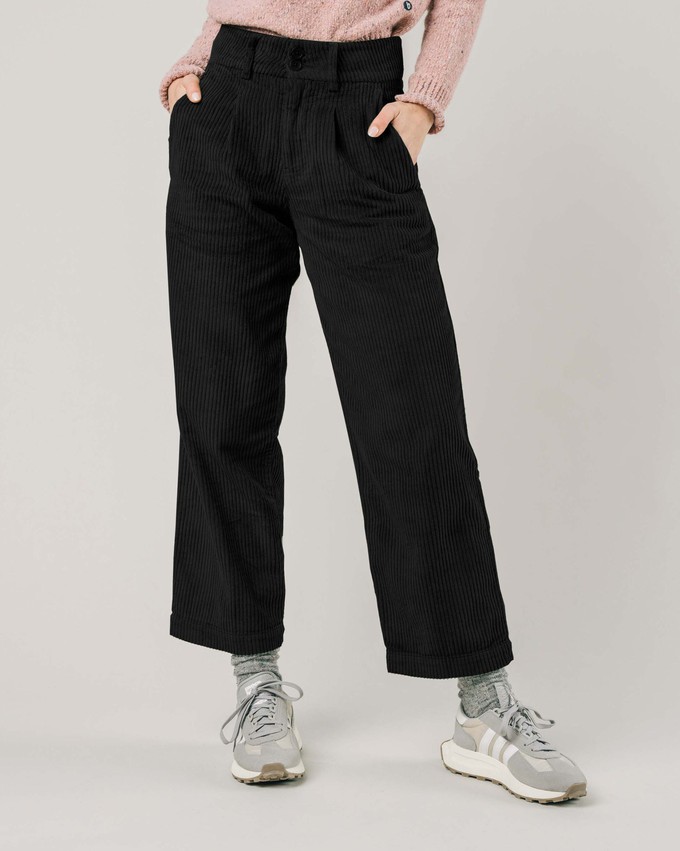 Cordhose mit Bundfalte Black from Brava Fabrics