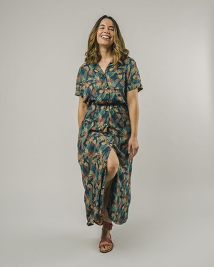 Flower Vichy langes Kleid Marineblau from Brava Fabrics