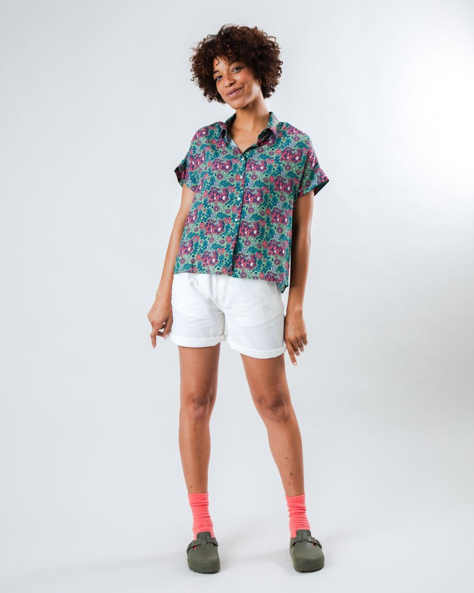 Asis Percales Tigris Batwing Bluse Grün from Brava Fabrics