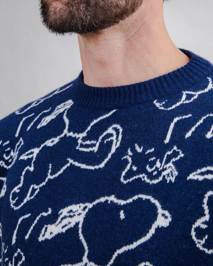 Peanuts Jacquard Pullover Navy from Brava Fabrics