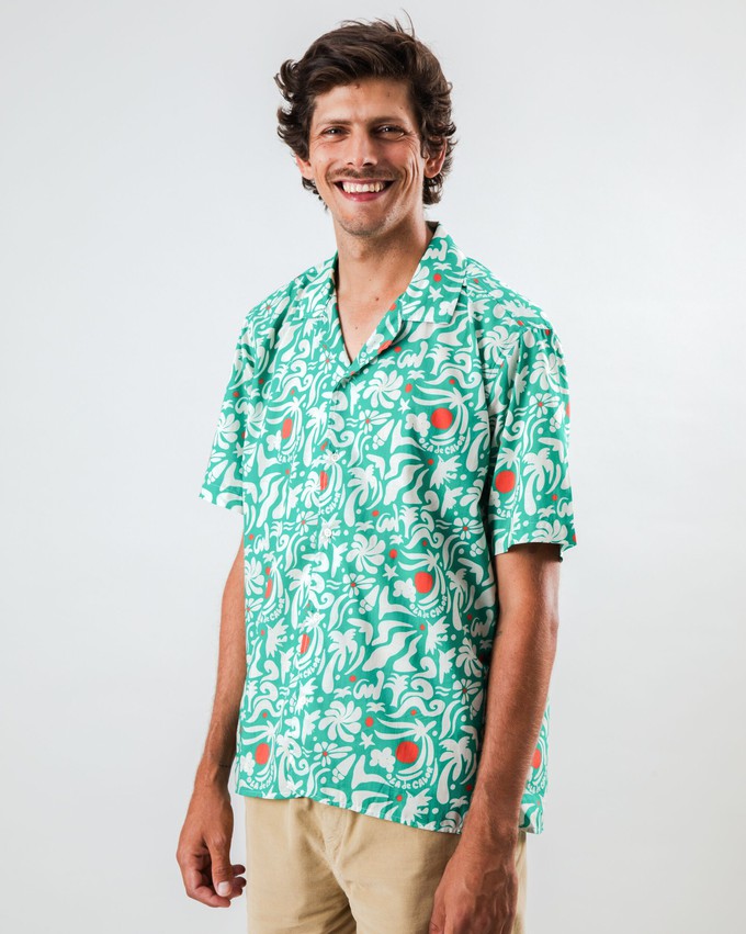 Ola de Calor Aloha Shirt Green from Brava Fabrics