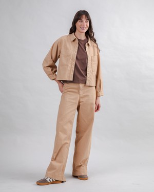 Gestreiftes Boxy Hemd Camel from Brava Fabrics