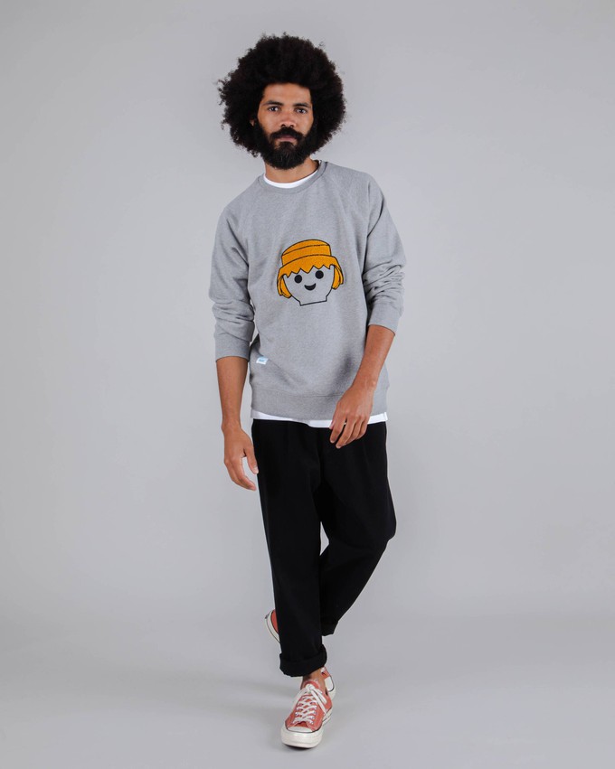 Playmobil Face Baumwoll-Sweatshirt Grau Melange from Brava Fabrics