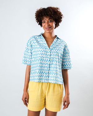 Sunset Cropped Blouse Blue from Brava Fabrics