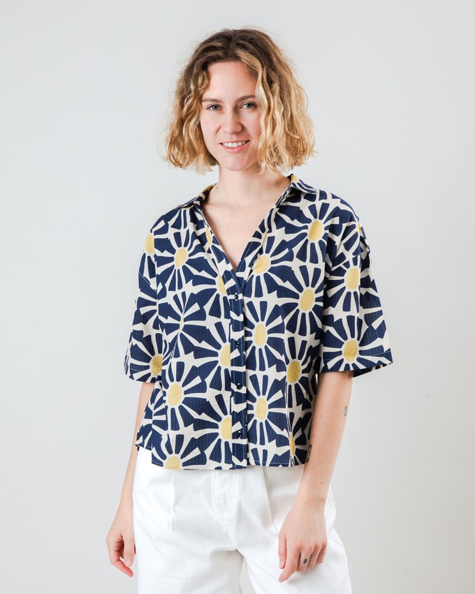 Marisol Cropped Blouse Navy from Brava Fabrics