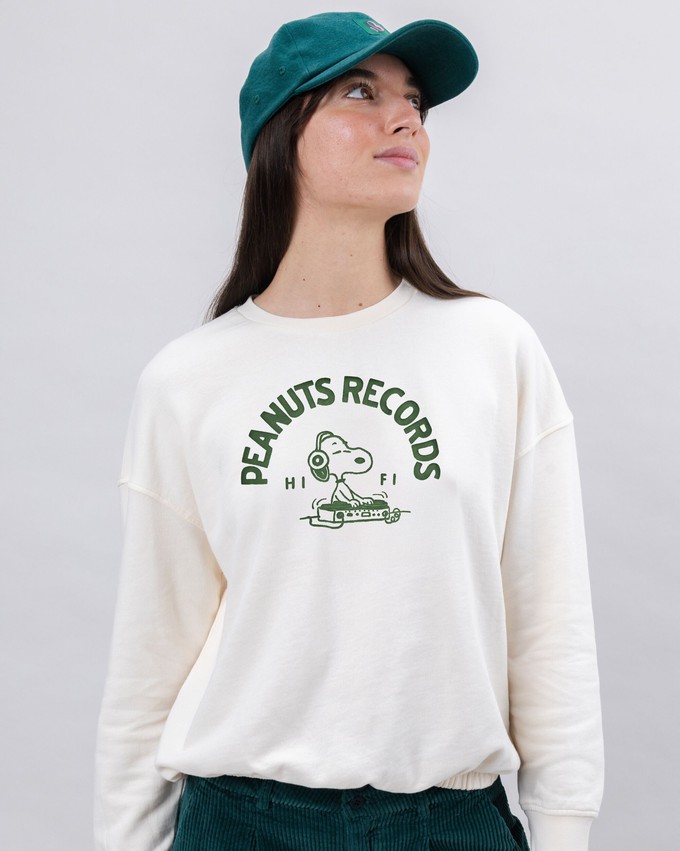 Peanuts Records Rundgeschnittenes Sweatshirt Weiß from Brava Fabrics